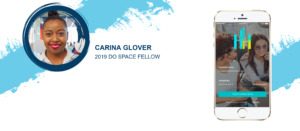Carina Glover: 2019 Do Space Fellow. Image of Carina with photo of HerHeadquarters mobile app.